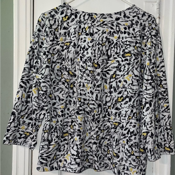 Ruby Rd. Abstract Print Blouse - Black, White, Yellow - Picture 8 of 8